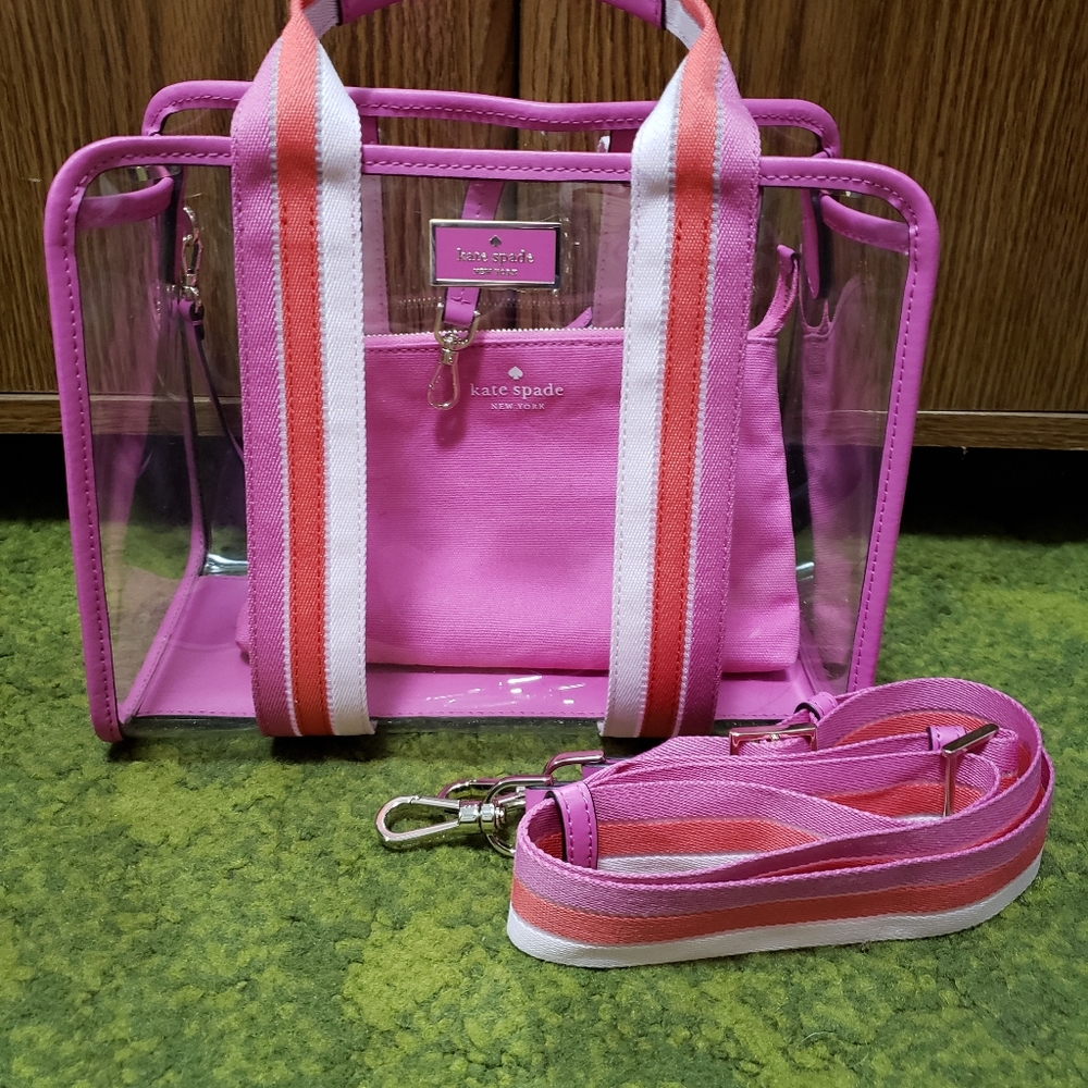 Kate Spade medium Sam satchel see thru pink multi